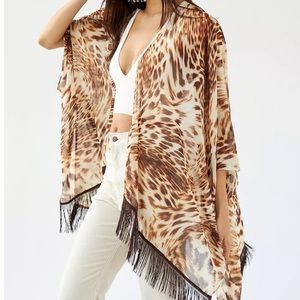 NEW Urban Outfitters Fringe Animal Print Kimono